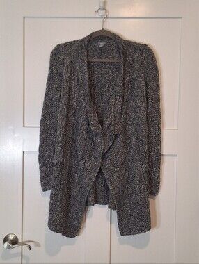 Aerie Gray Marled Open-Front Chunky Knit Cardigan Stretchy Gray Size Small
